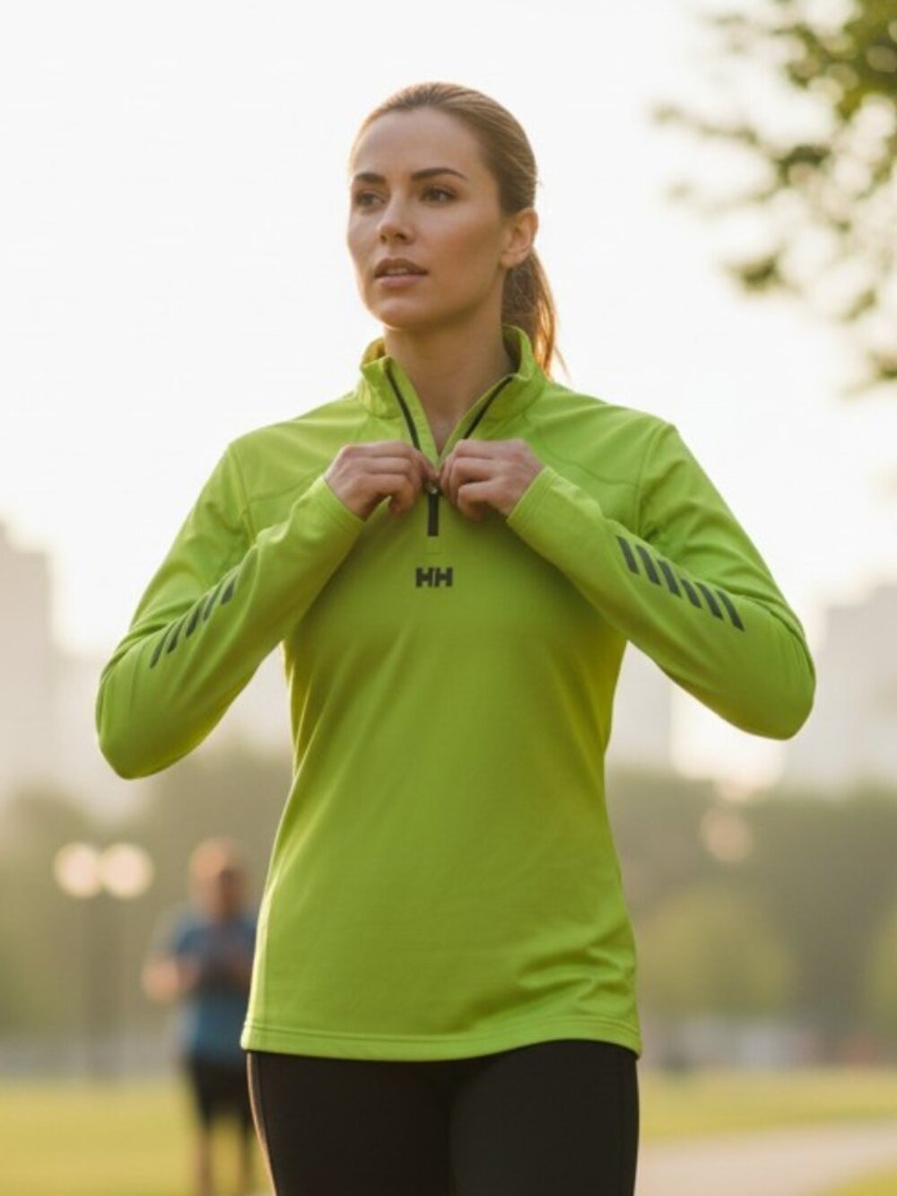 Helly Hansen Quarter Zip Pullover M Lime Green Performance Active Top